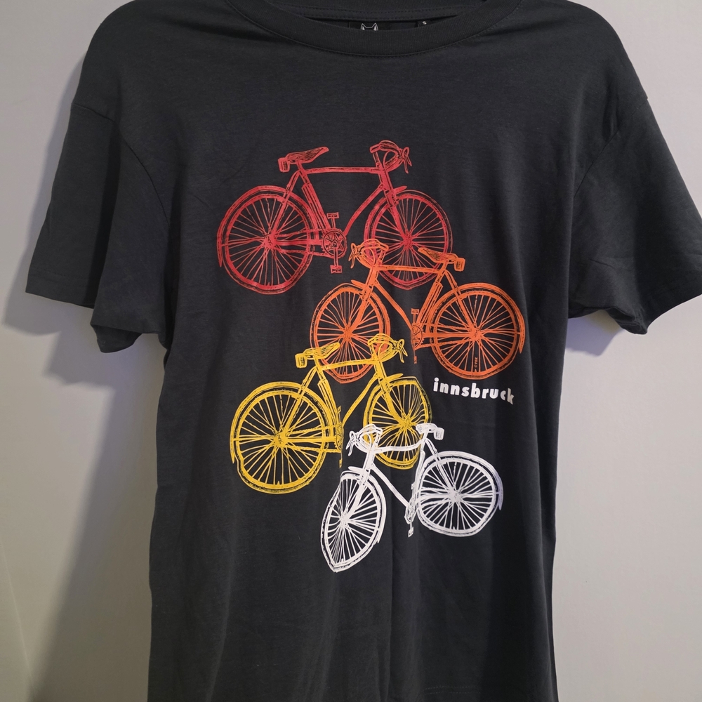 Fox Men's Short Sleeve Tee - Black with Multicolor Bicycle Design Innsbruck